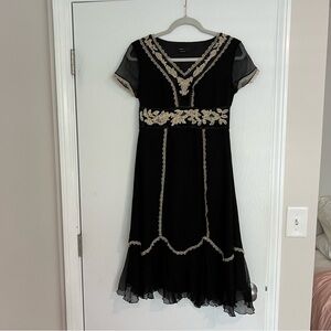 BCBGMaxAzria Black Midi Dress 100% silk